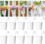 10x H&auml;ngende Blument&ouml;pfe Wei&szlig; 10cm Metall Mit Haken F&uuml;r Balkon & Garten