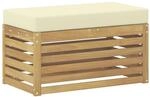 Outdoor Hocker Bank Massivholz Akazie Wei&szlig; Gewaschen Vidaxl