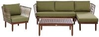 Lounge Set Mit Tisch 4-sitzer Cremona Akazienholz Dunkelbraun / Gr&uuml;n Linksseitig