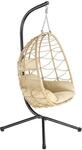 Hinhocker H&auml;ngesessel Mit Gestell, Creme, H&auml;ngeschaukel F&uuml;r Indoor Und...