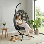 Woltu H&auml;ngesessel Mit Gestell, H&auml;ngekorb Sessel Mit Sitzkissen Und Kopfst&uuml;tze,