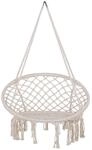 H&auml;ngesessel Wei&szlig; Aus Metall Und Baumwolle Schlafzimmer Wohnbereich Balkon Boho-stil