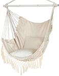 H&auml;ngesessel F&uuml;r Innen & Au&szlig;en Mit 2 Kissen, Bis 150 Kg Belastbar, Beige