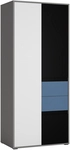 Kleiderschrank Jugendzimmer Liiva-129 In Grau Mit Schwarz, Wei&szlig;, Blau, B/h/t:...