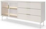 Selsey Lumi - Sideboard 2-t&uuml;rig Mit Glasfronten, 3 Schubladen Und Led,...