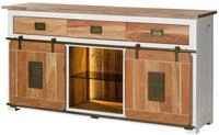 Sideboard Mango / Altholz Wei&szlig; Lackiert 180x45x90 (bxtxh) Montiert Railway Lux 502
