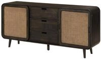 Sideboard Mango Dunkelgrau Lackiert 180x40x80 Cm Teilmontiert Valencia 219