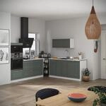 K&uuml;chenzeile Fame-line, Gr&uuml;n-gold Landhaus/wei&szlig;, 340 Cm Ohne Arbeitsplatte, Vicco