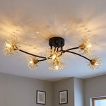 Led Deckenleuchte Kristalle Schlafzimmerleuchte 6-flammig Schwarz Matt L 74 Cm