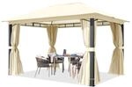 Toolport Gartenpavillon 3x4 M, Alu-pfosten, Dachplane Ca. 220 G/m&sup2;, Beige - Mit