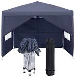 Faltpavillon 3x3m Mit Seitenteilen Und Fenstern, Anthrazit