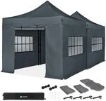 Vonroc Partyzelt-set 3x3 M &ndash; 2 St&uuml;ck Mit Verbindungsset Und Regenrinne Grau