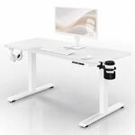 Elektrischer Schreibtisch Mit H&ouml;henverstellung Ergonomisch Wei&szlig;,1400x700 Mm:...