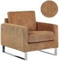 Beliani - Sessel Hellbraun Cord Lederoptik Edelstahl Dicke Sitzfl&auml;che Retro-stil