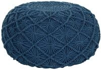 Beliani - Pouf Blau Baumwolle ⌀ 50 Cm Rund Geflochten Makramee Strickhocker