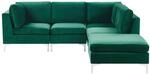 Modul Ecksofa 4-sitzer Evja Mit Ottomane Samtstoff Gr&uuml;n Linksseitig