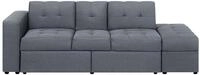 3-sitzer Sofa Dunkelgrau Stoffbezug Gesteppt Mit Ottomane Schlaffunktion...