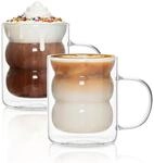 Doppelwandige Gl&auml;ser 2er Set 330ml Mit Griff, Borosilikatglas, Thermo-effekt