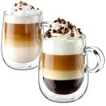 Doppelwandige Cappuccinotassen 350ml, 2er Set, Borosilikatglas, Transparent