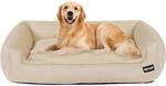 Hundebett Mit Erh&ouml;htem Rand, Abnehmbar & Waschbar, Beige, 110x86cm