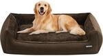 Hundebett Mit Erh&ouml;htem Rand, Abnehmbar & Waschbar, Braun, 110x86cm