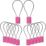 Zahlenschloss 4-stellig Mit 32cm Stahlkabel, 12er Pack, Rosa