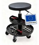 Relaxdays Werkstatthocker, Rollen, H&ouml;henverstellbar, Montagehocker, Ablage, 5