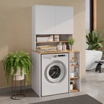 Waschmaschinenschrank Viktor, Wei&szlig;/artisan-eiche, 93.6 X 88.2 Cm 2 Teile Mit Regal,