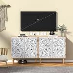 Sideboard Mit Schnitzerei, Wei&szlig;, 2 T&uuml;ren, Verstellbares Fach,...