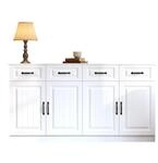 Sideboard Mit 4 T&uuml;ren Und 4 Schubladen, Verstellbaren Einlegeb&ouml;den, Aus Mdf, Wei&szlig;,