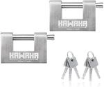 Edelstahl Vorh&auml;ngeschloss D-form 80mm, Gleichschlie&szlig;end, 2er-pack