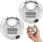 2er Set Vorh&auml;ngeschloss Zahlenschloss Edelstahl 70mm Wetterfest Mit 4 Ziffern