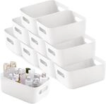 10er Set Aufbewahrungsboxen Mit Griffen, Kunststoff, Wei&szlig;, 30x20x12cm