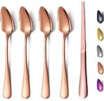 Grapefruitl&ouml;ffel Set 5-teilig Ros&eacute;gold Mit Messer, Edelstahl, Gezackte Kante