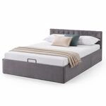 Polsterbett Mit Stauraum 140 X 200 Cm Aus Grauem Samt, Doppelbett Mit...