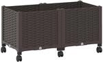 Vidaxl Garden Planter With Wheels Brown 80 X 40 X 44 Cm Pp