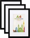 Bilderrahmen A4 21x29,7cm Holz Mit Acrylglas, Wand- & Tischmontage, Schwarz,...