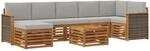 Outdoor-sofagarnitur 7 Stk. Natur Und Hellgrau Vidaxl