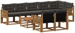 Outdoor-sofagarnitur 9 Stk. Natur Und Schwarz Vidaxl