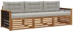 Outdoor-sofagarnitur 3 Stk. Natur Und Hellgrau Vidaxl