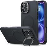 Iphone 16 H&uuml;lle Mit Integriertem St&auml;nder, Magsafe Kompatibel, Schwarz