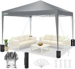Faltpavillon 3x3m Wasserdicht Uv-schutz Stabil Grau Mit Tragetasche