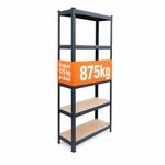 Relaxdays Schwerlastregal, Hbt: 180x60x30 Cm, Traglast 875 Kg, 5 Mdf-ebenen,