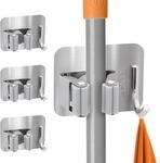 4x Ger&auml;tehalter Besenhalter Selbstklebend Silber Gartenger&auml;tehalter