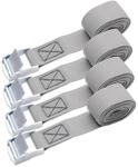 Spanngurte 2.5m Mit Klemmschloss, 4er Set, Bis 150kg Belastbar, Grau