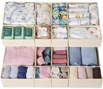 16er Set Schubladen Organizer Faltbar, Beige, F&uuml;r Kommoden Und Kleiderschrank