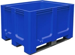 Brb Palettenbox Mit 3 Kufen, Lxbxh 1200x1x760 Mm, Geschlossen, Blau, Pe-hd,