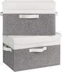 Aufbewahrungsboxen Mit Deckel, 2er Set, Faltbar, Stoff, Wei&szlig;-grau