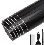 Gl&auml;nzende Schwarze Autofolie 30x150cm Blasenfrei Mit Zubeh&ouml;r
