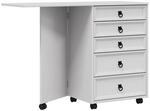 Vidaxl Rolling Cabinet With Drawers & Folding Top Corona White
